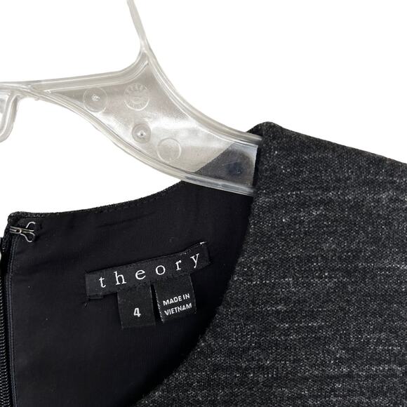 Theory Gray Black Sleeveless Sheath Dress Sz 4 - Picture 4 of 8